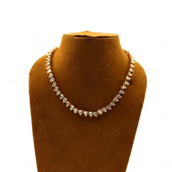 Nickel-Free Gold Plated Zircon Stone Seated Necklace - Timeless Elegance and Natural Beauty